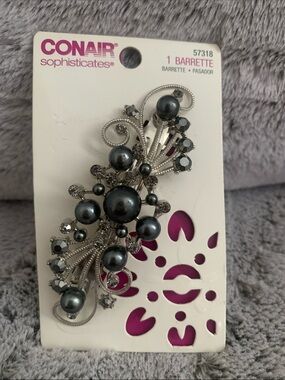 🆕- CONAIR Gunmetal Pearl & Crystal Hair Clip
